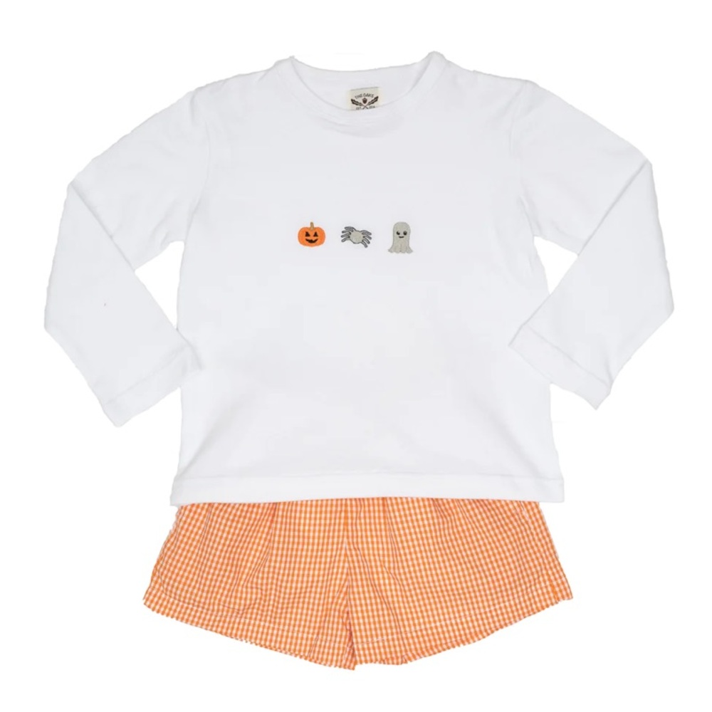 NWT Embroidered Halloween Trio Boys Short Set